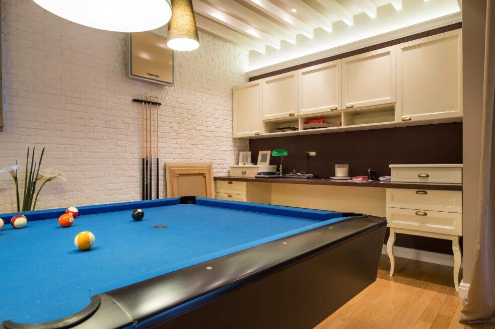 Blue Pool Table on a playroom