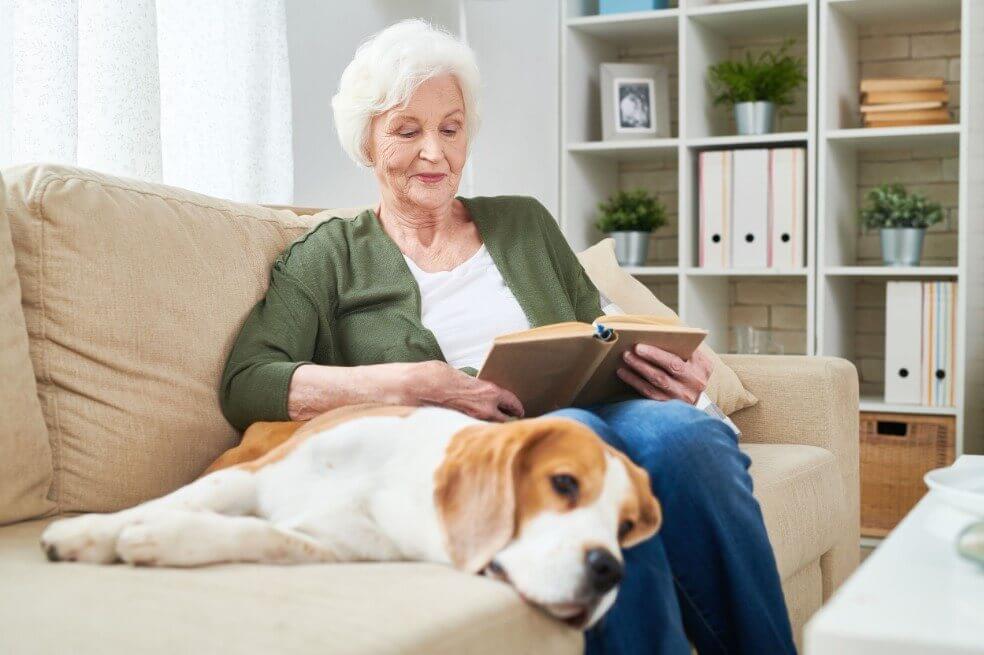 Old lady reading a book