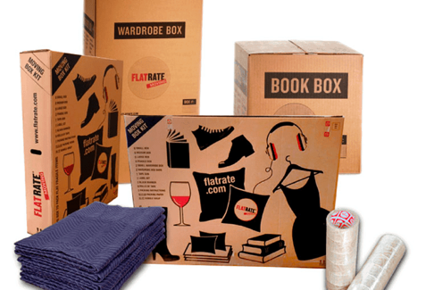 A set of FlatRate packing supplies