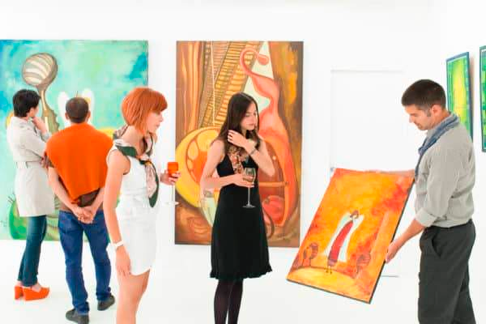 People view a piece of art