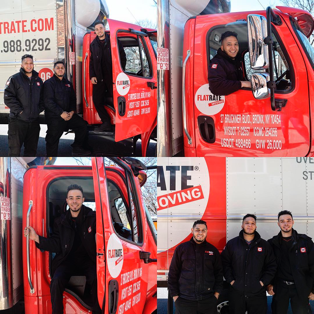 A collage of FlatRate movers with the Perfect Mover truck