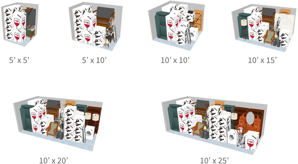 Each of the storage space sizes FlatRate offers