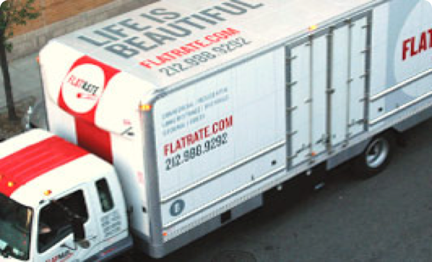 Overhead view of a FlatRate moving truck