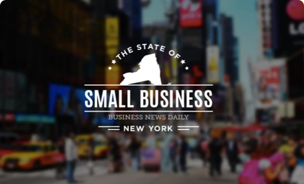 Small Business logo over a photo of Times Square, NYC