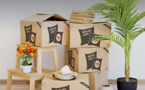 Boxes are stacked and posed