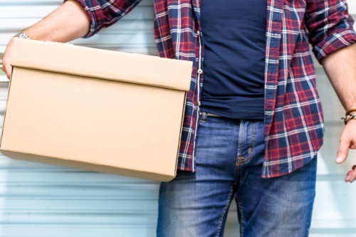 A man holds a box