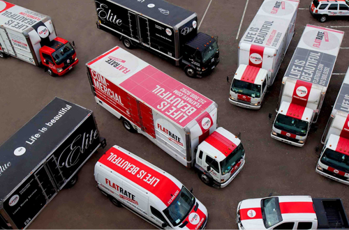 The fleet of FlatRate trucks