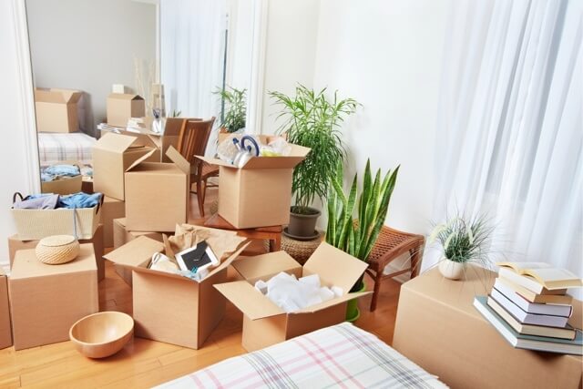 Unpacking process with boxes everywhere
