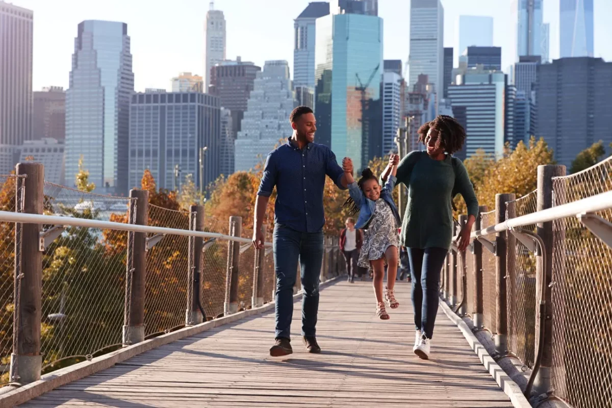 Family walking in the high line NYC