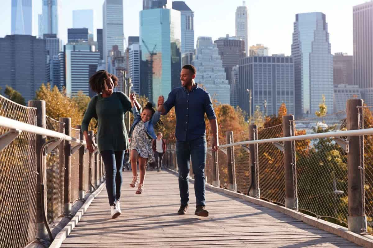 Family walking in the high line NYC