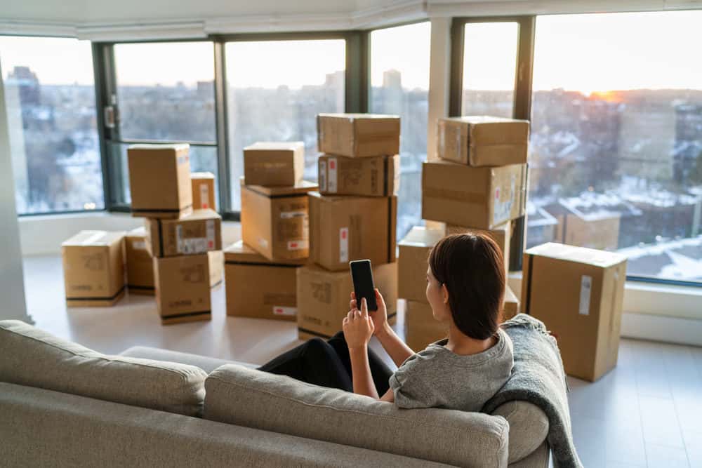 a woman sitting after a move