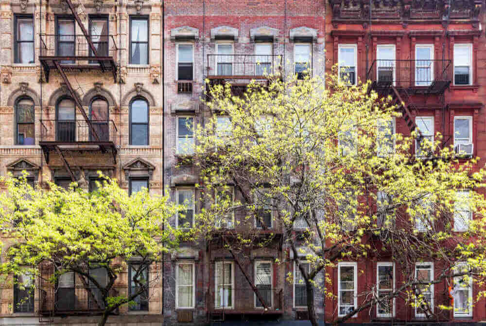 Three old bricks buildings