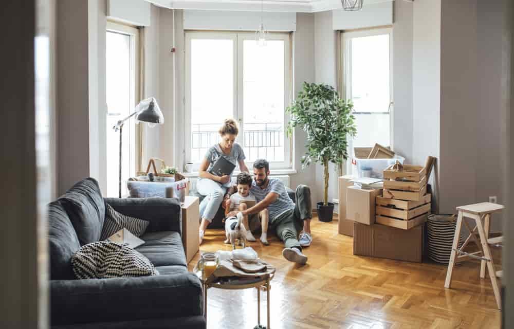 Small Family organizing the move day