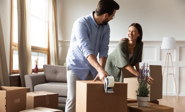 couple packing boxes