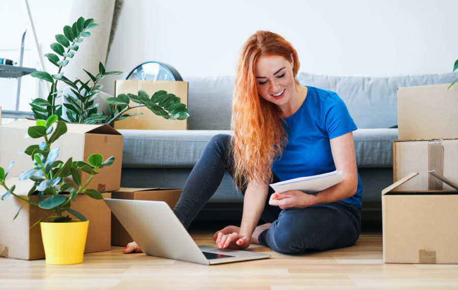 young woman planning a move