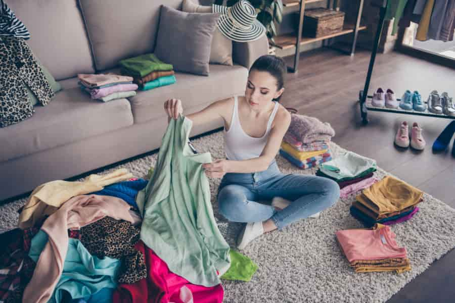 woman organizing clothes