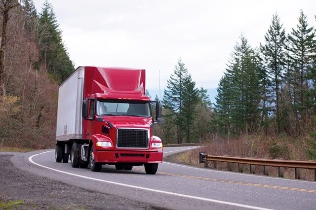 Red truck on the road