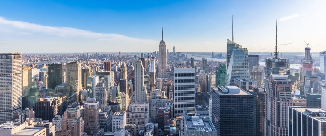 Manhattan skyline with all the skyscrapers