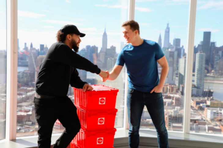 Sales team talking with a customer