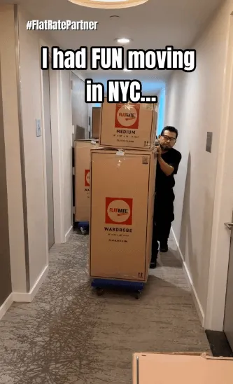 Flatrate mover moving boxes on the hall