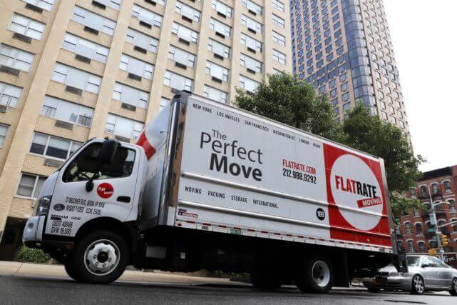 Van for removal service in New York called FlatRate Moving
