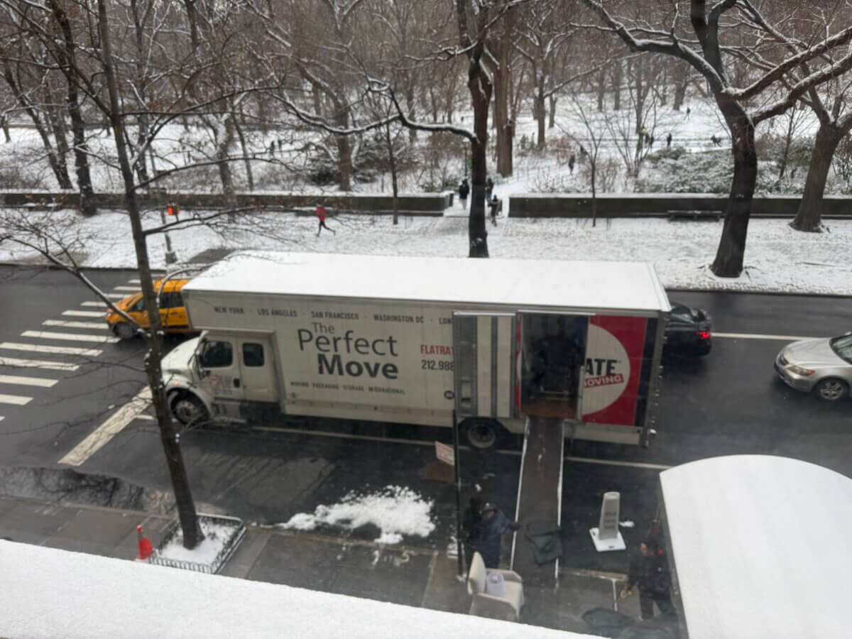 snow and moving truck