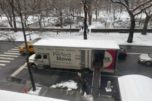 snow and moving truck